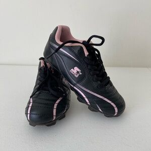 EUC Starter girl’s black pink lace up sports cleats‎ shoes sneakers size 13